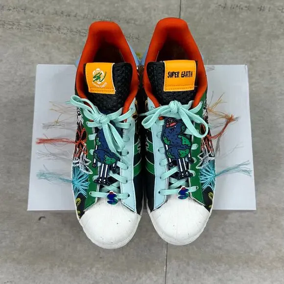 Vintage Y2K Adidas Superstar Low Top Shoes Mens 10 Wotherspoon Black - Picture 5 of 11